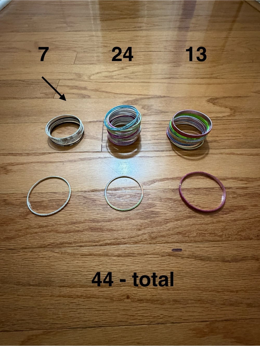 Stackable 44 Multi-Color Girls Bangle Bracelet Set - Picture 3 of 6